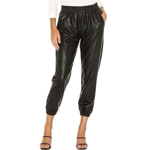 Black Faux Leather Jogger Pants
